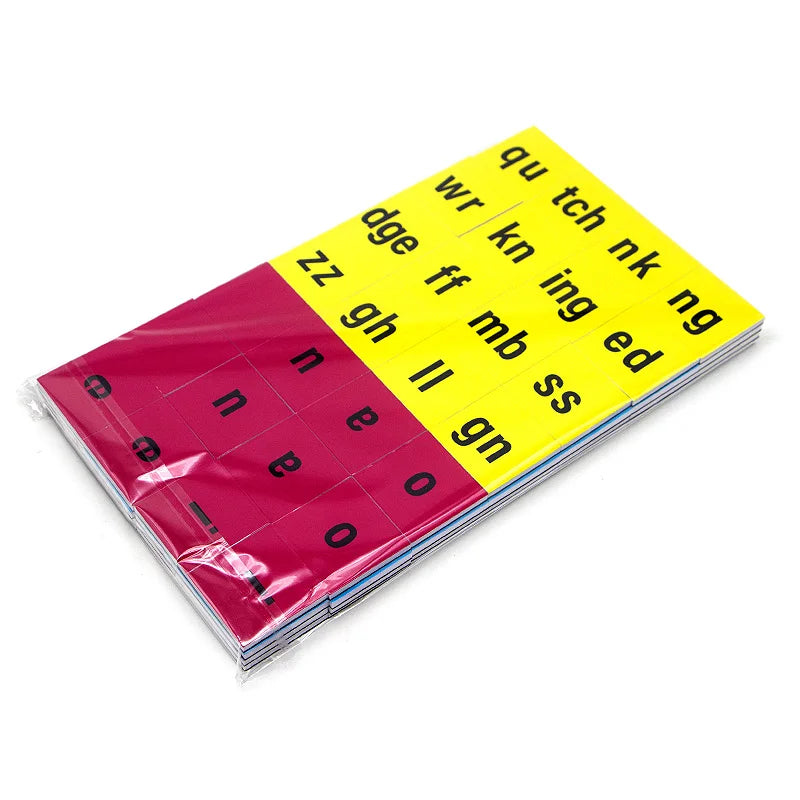 Un juego de fichas magnéticas de fonética para palabras visuales y deletreo, con letras como qu, tch, nk, ng, etc.