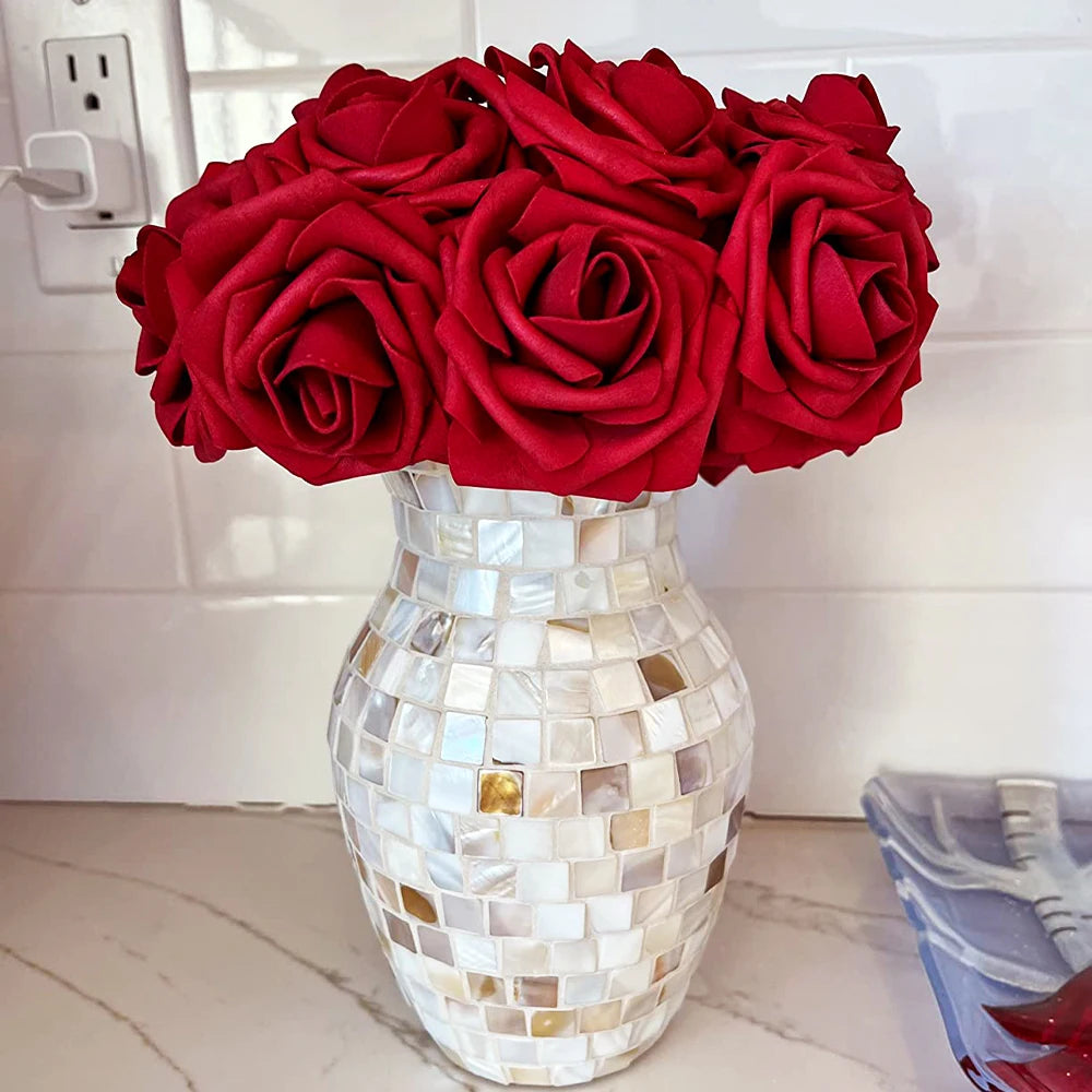 Set of 25 Red Artificial Roses for DIY Wedding Bouquets and Centerpieces