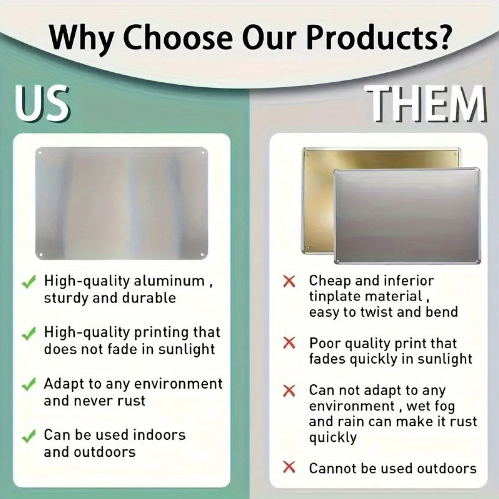 Comparison chart showing advantages of a product over another, highlighting durability and suitability for indoor/outdoor use
