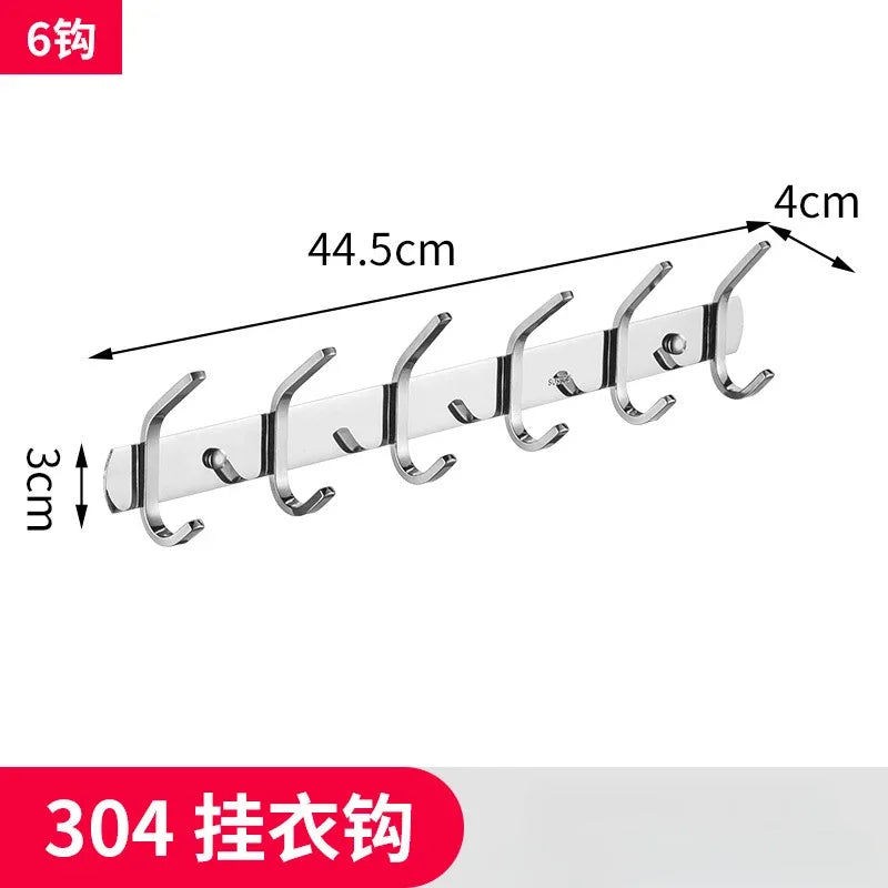 A set of six clear acrylic wall-mounted hooks with a polished finish, measuring 44.5cm long and 3cm high.