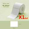 Roll of white thermal label paper, 40-30mm wide, for mini label printers.