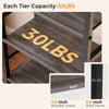 A wooden shelf tier labeled 30LBS showing a 0.6 inch wooden board and 0.6 inch steel frame.