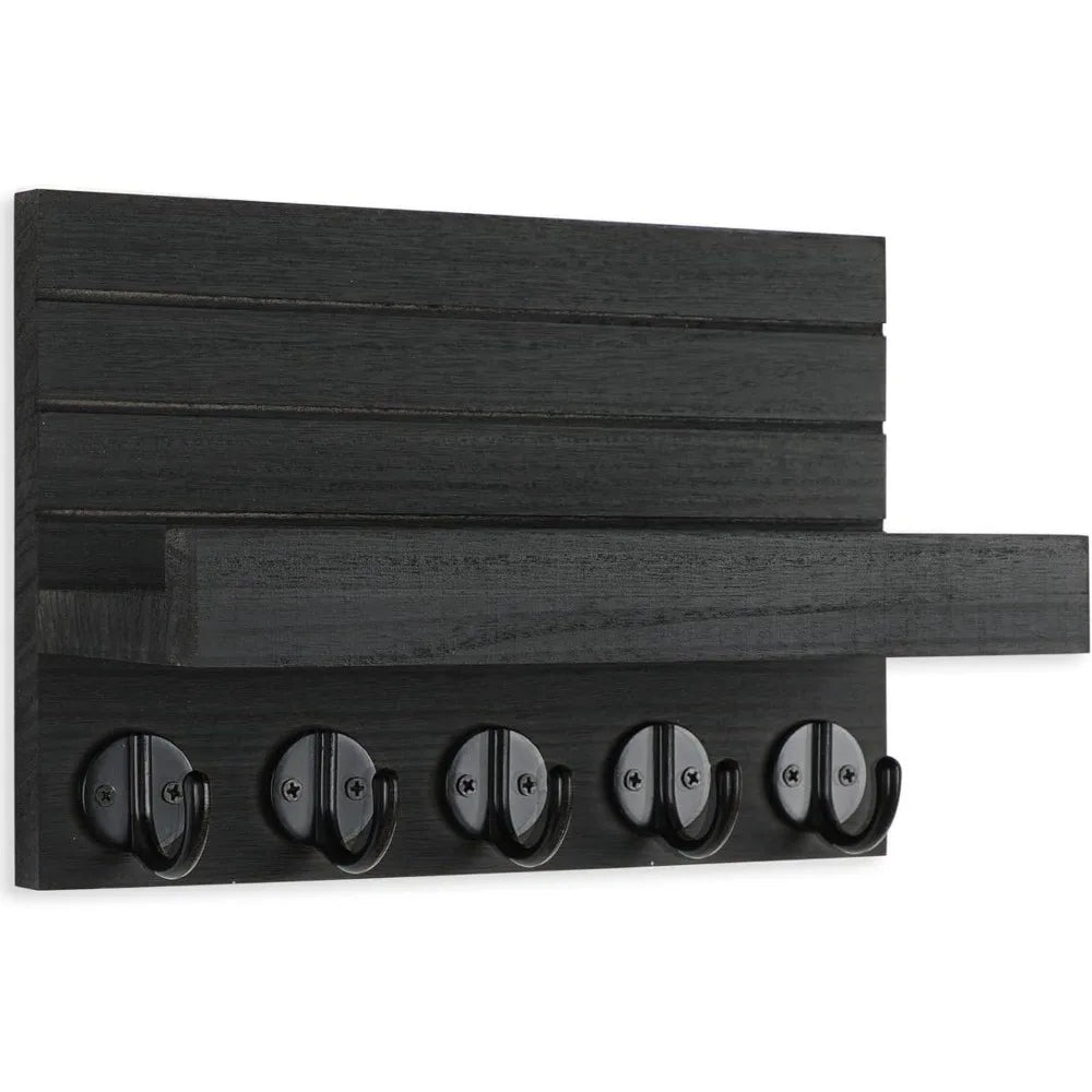 Wooden Wall Key Holder with Shelf