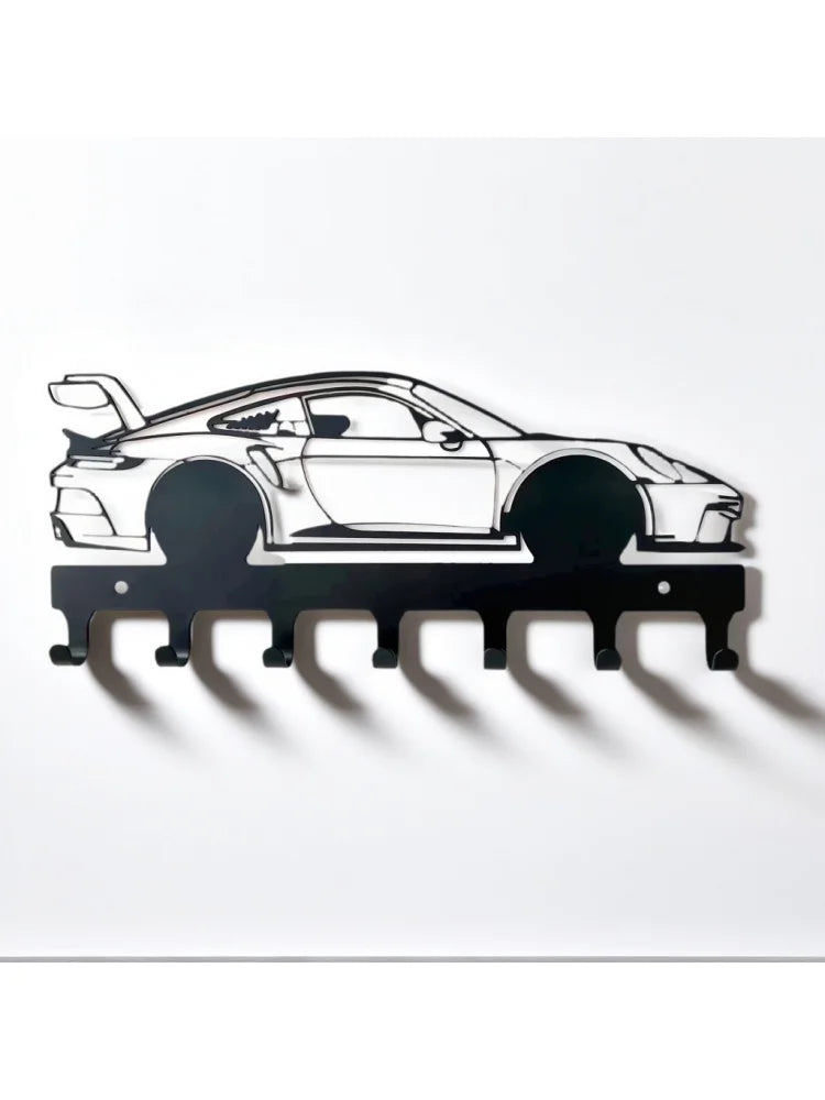 Industrial Wall-Mounted Key Holder with 7 Metal Hooks
