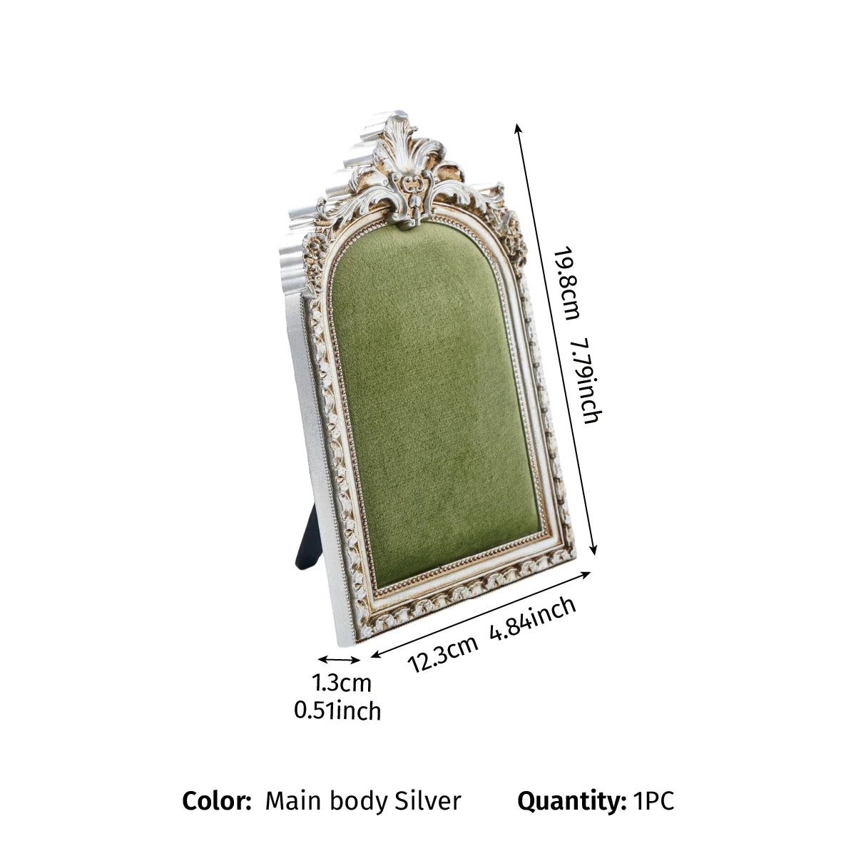 European-Style Velvet Jewelry Display Stand with Silver-Plated Floral Detail