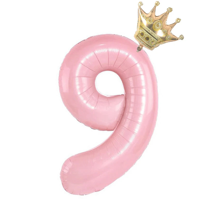 Pastel Pink Foil Number Balloons (0-9) for Birthday Party Decorations