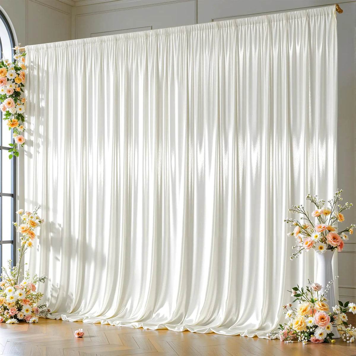 Elegant Satin Backdrop Curtain for Weddings and Events