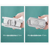 Stainless steel jar opener shown with minimum and maximum sizes for easy grip