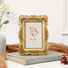 Elegant Golden Rose Resin Photo Frame