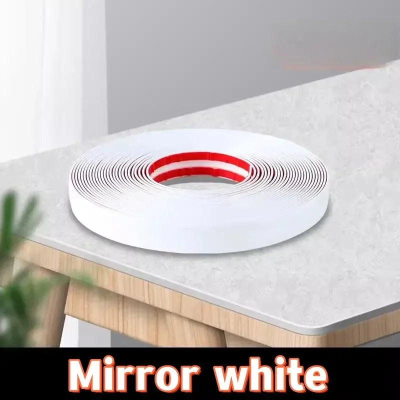 Mirror white self-adhesive PVC edge guard strip for cabinets, tables, and corners