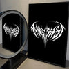 Black canvas wall art featuring white stylized text of Adidas.