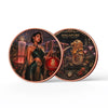 A round copper bar featuring a lion head design and the text Singapore Lion City Future Ready.