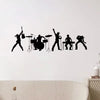 A black silhouette decal set depicting a musical band performing on stage.