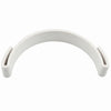 A white adjustable hat brim shaper tool with curved arms.