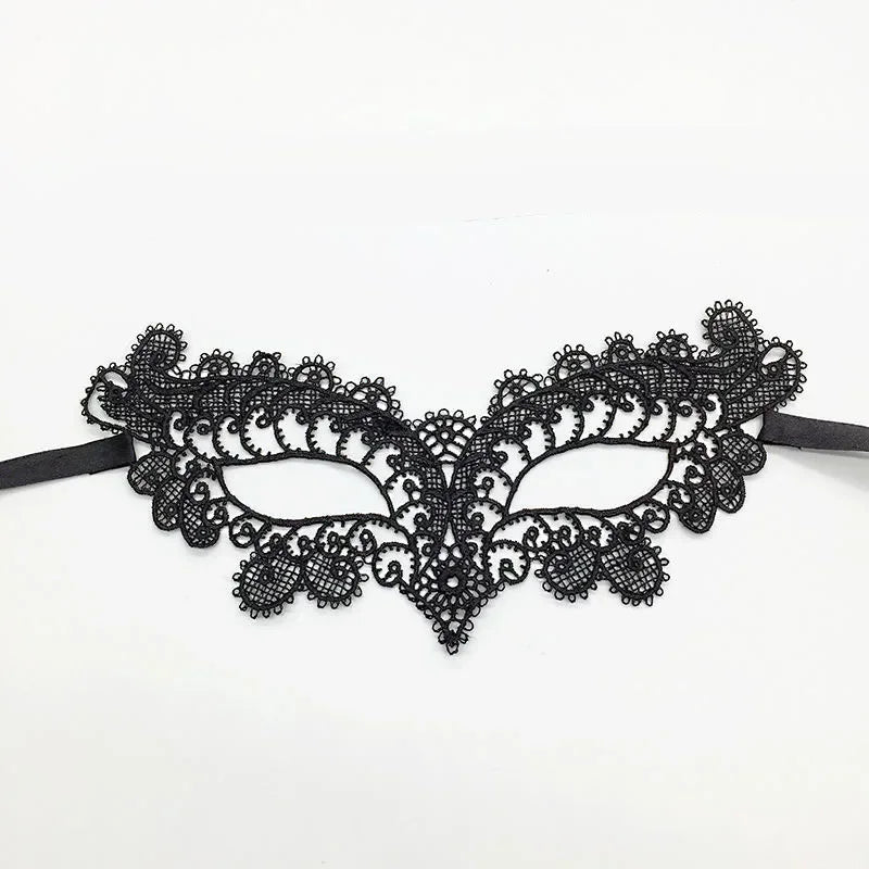 Elegant black lace half face mask for masquerade and costume parties