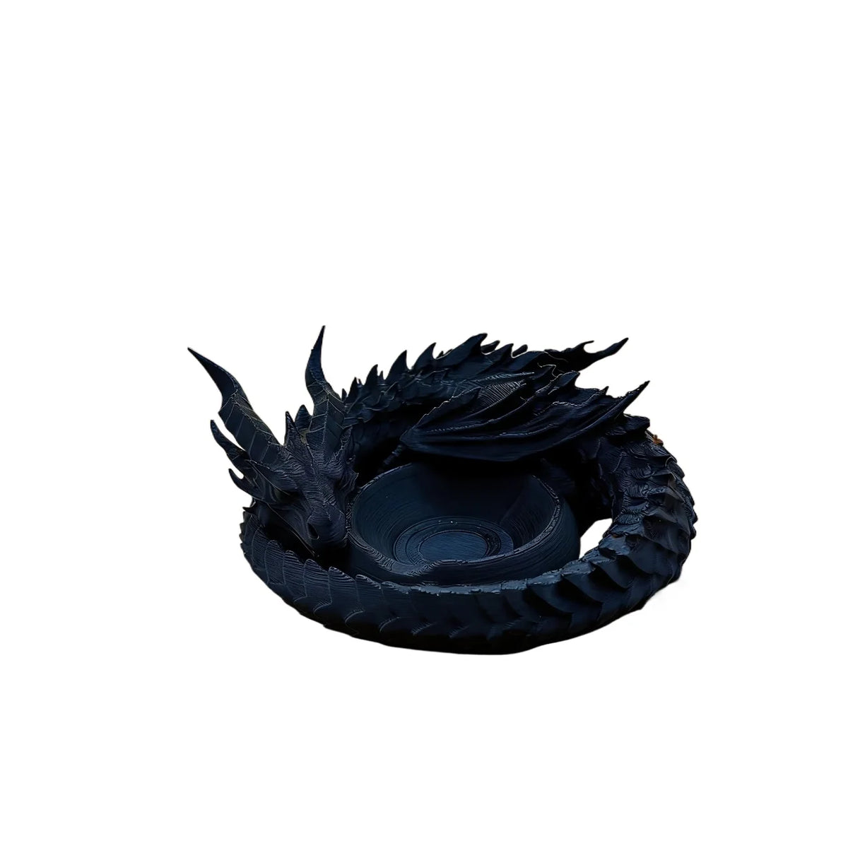 A black dragon-themed desktop storage tray organizer with a textured, scale-like design.