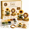 A box set of Leo DIY beaded garden kit featuring beads, flowers, and a lion figure with a step-by-step guide.