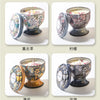 A set of four soy wax aromatherapy candles in decorative tins featuring floral and botanical designs.