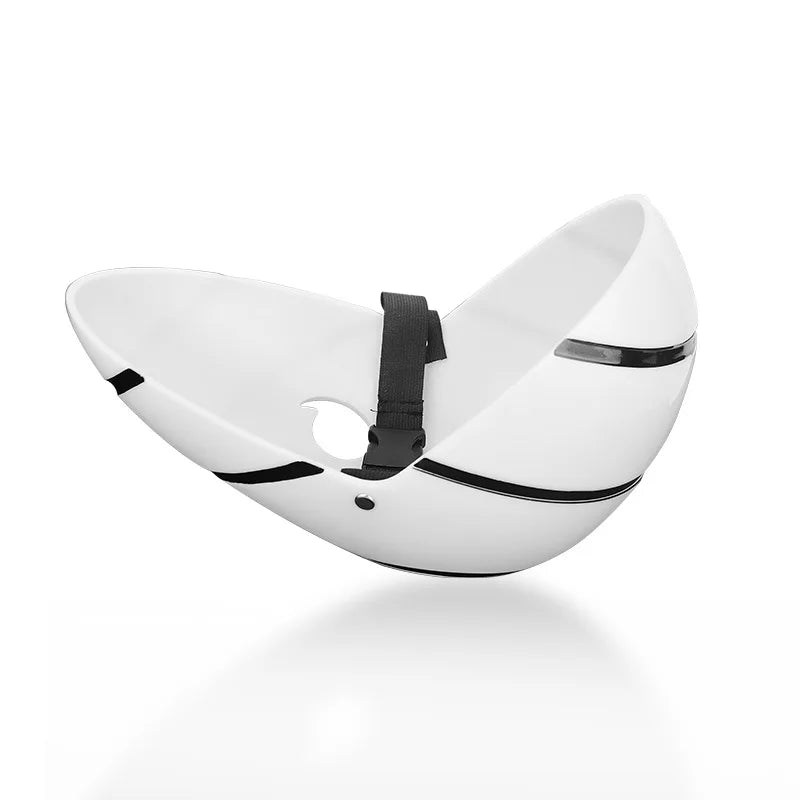 White Uchiha ninja mask with black straps shown from above.