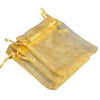 A golden yellow organza drawstring gift pouch for jewelry, candy, or party favors.