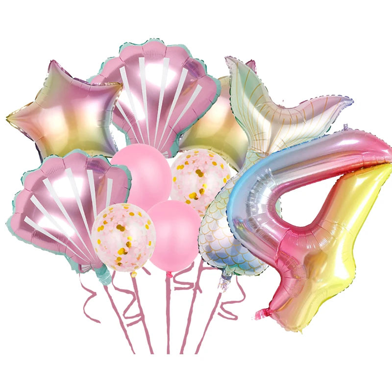 Purple Mermaid Birthday Party Supplies Kit for Girls