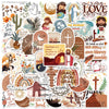A collection of faith-based Christian decals featuring themes like love grace and Jesus Christ.