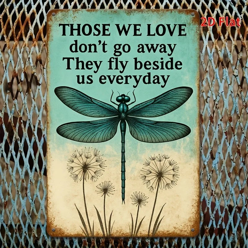 Vintage Metal Wall Art – Dragonfly & Dandelion Design