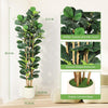 A tall artificial fiddle leaf fig tree with natural branches displayed in a white pot.