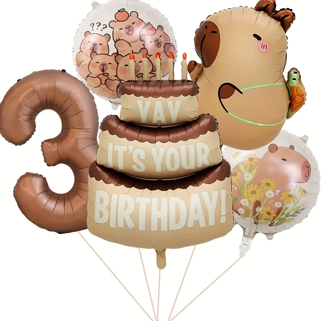 Capybara Cartoon Foil Balloon Set for Birthday Parties