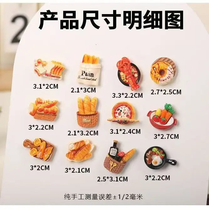 Realistic Bread Fridge Magnets Set — Cute Kitchen Decor & Note Holders