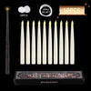 A set of 10 floating LED candles is displayed with a magic wand remote and packaging.