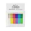 A package containing twelve colorful cake candles with a flame, intended for birthday party decorations.