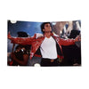 Wall art featuring a portrait of Michael Jackson in a red jacket and white shirt.