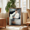 Canvas art print featuring a portrait of Michael Jackson in a black and white style.