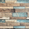 A textured wall panel design featuring rectangular blocks in shades of beige, brown, and light blue.