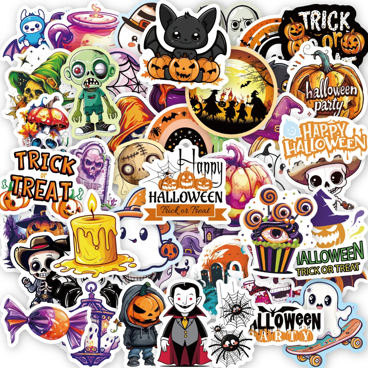 Halloween Sticker Pack – 50 Waterproof Die-Cut Decals