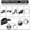 A set of multifunctional design hat hooks and household items for hanging various hats and items on a wall.