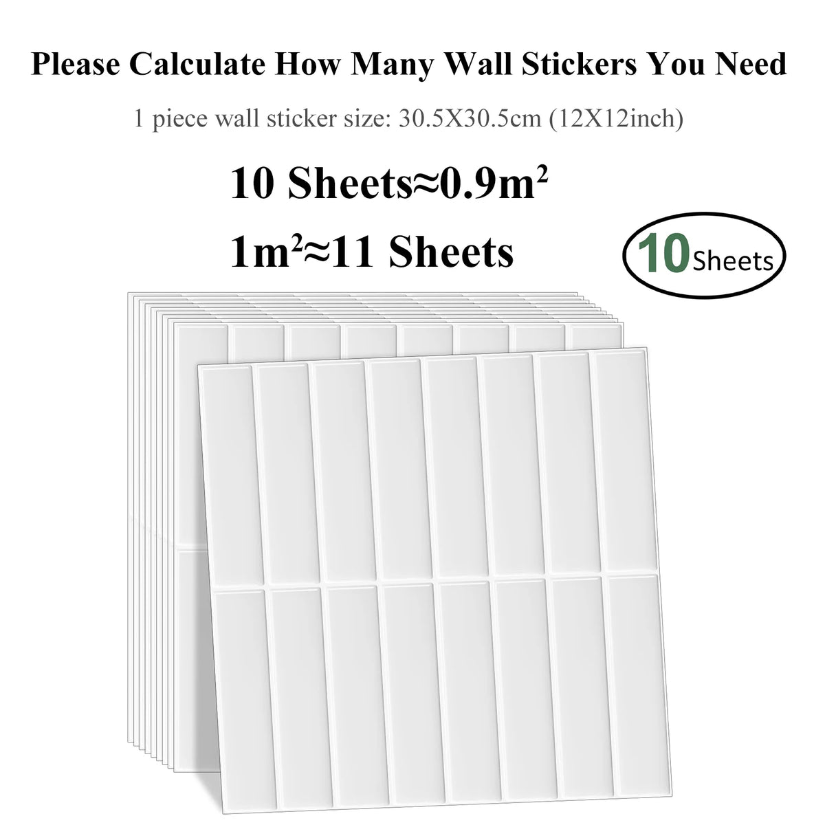A stack of white peel-and-stick waterproof wall tiles for kitchen and bathroom backsplashes.