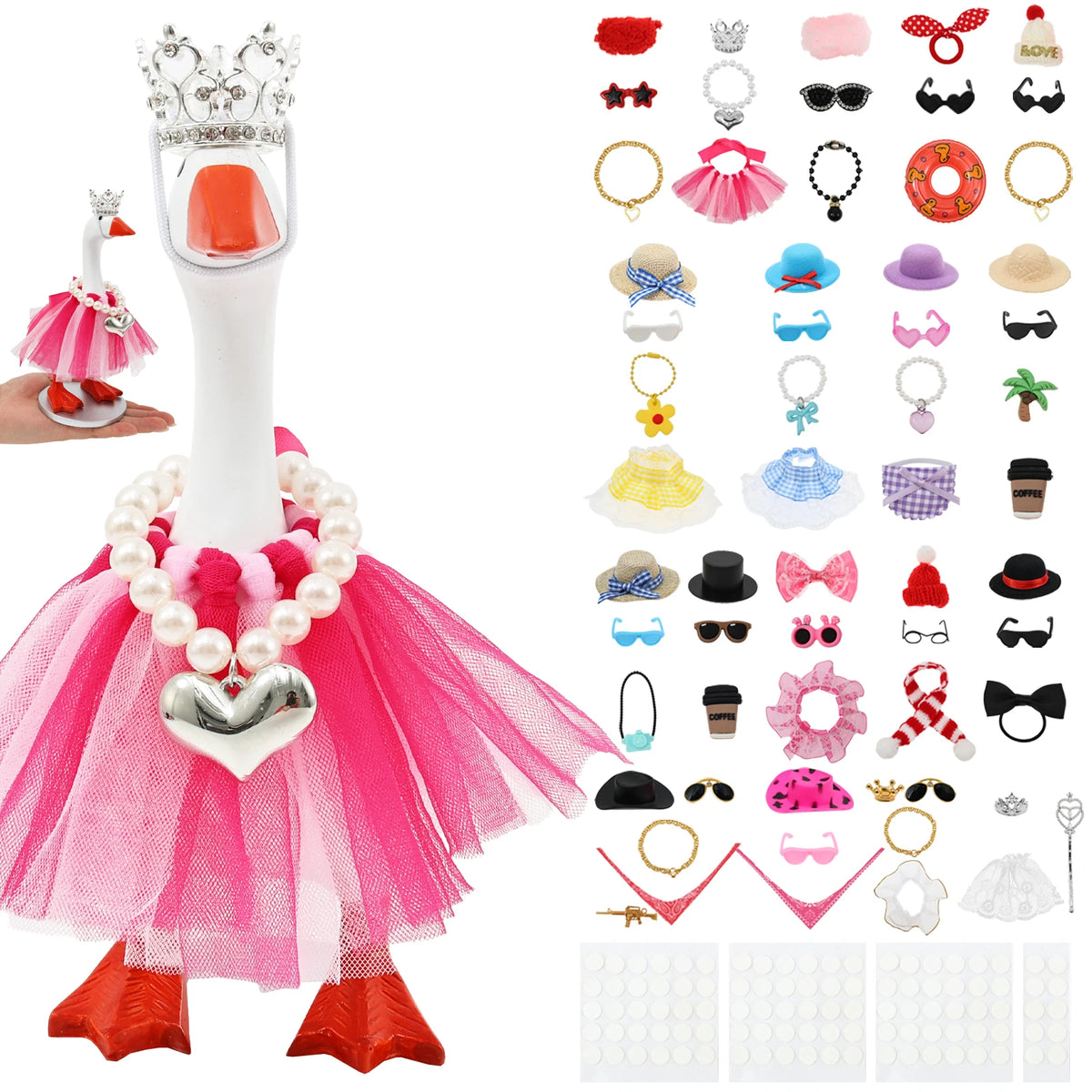 Dress-Up Goose Outfit Set with Hat, Glasses & Necklace