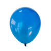 A single bright blue latex balloon against a white background.