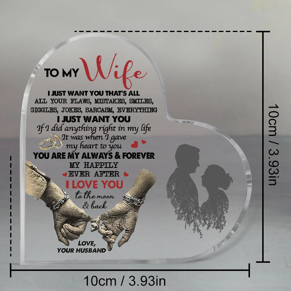 Heart Shaped Acrylic Keepsake Plaque for Home Decor