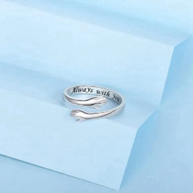 Open Design Hug Ring with Embracing Hands for Women