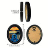 A black oval wooden picture frame with a clear glass cover and a cork backing.
