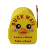 Yellow magnetic mailbox cover shaped like a duck with the text Leave a Duck Take a Duck