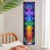 Vertical tapestry featuring a vibrant, colorful chakra design for spiritual decor.