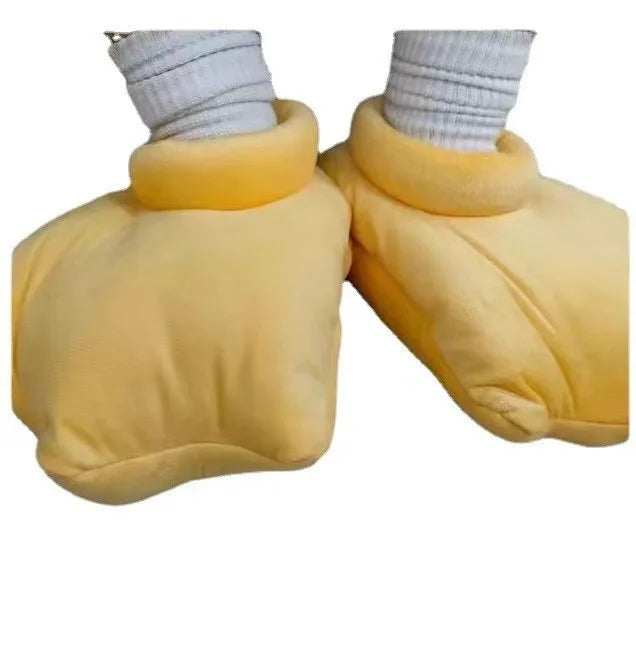 A pair of yellow cozy hooded lounge robes with white ties.
