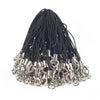 A bundle of black lobster clasp lanyards and straps for jewelry making
