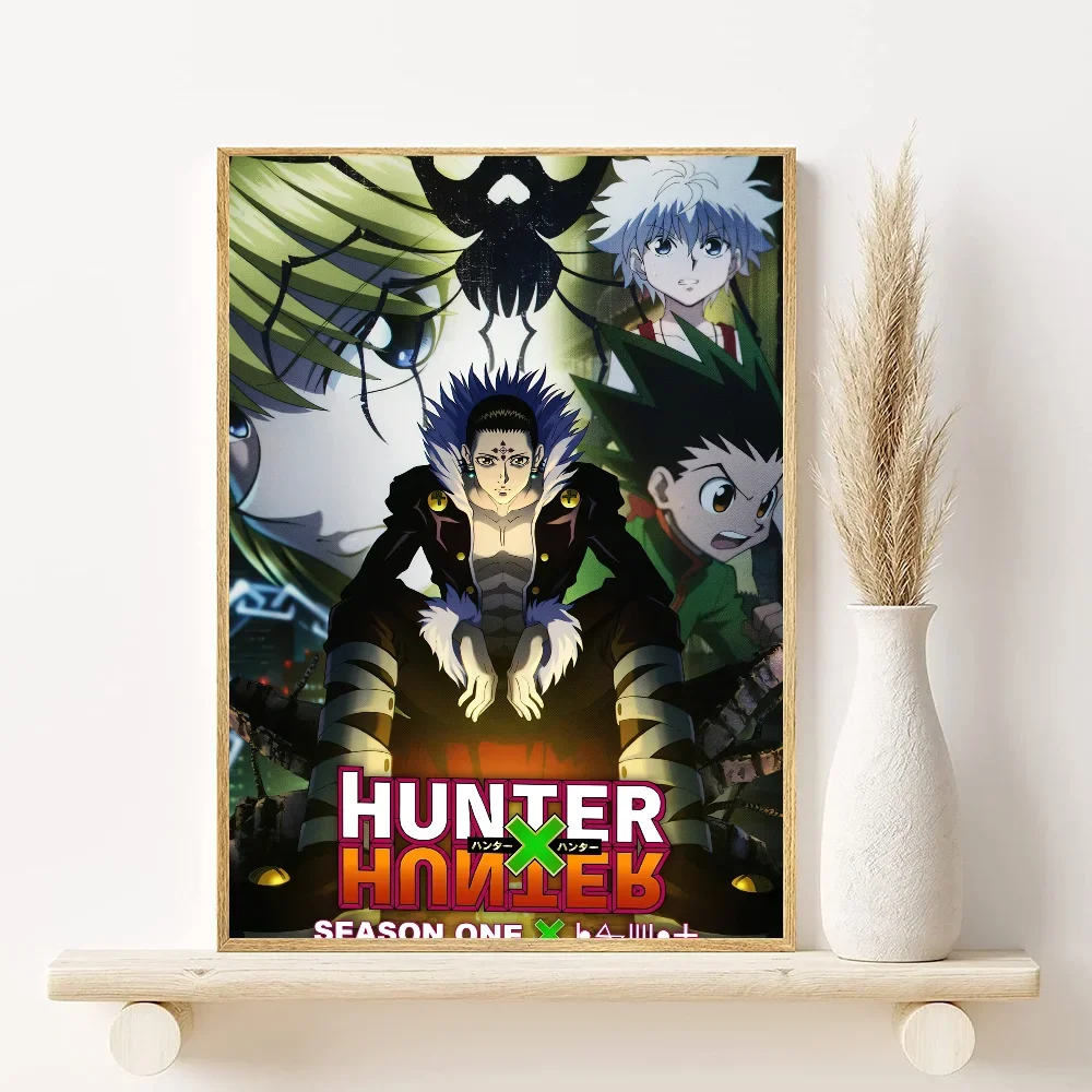 Canvas wall art featuring Hunter x Hunter characters Gon, Killua, and Hisoka.