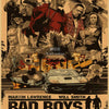 A vintage movie poster featuring a gritty scene with several figures and a car, titled Bad Boys.