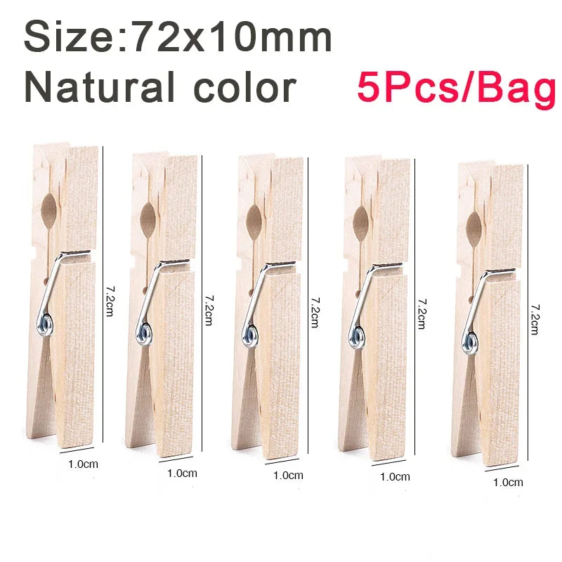 Colorful Natural Wooden Clips for Crafts, Photos, and DIY Projects